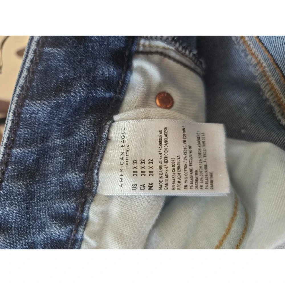 [Rugged] American Eagle Original Straight Jeans Mens 38x32 Dark Wash Airflex+